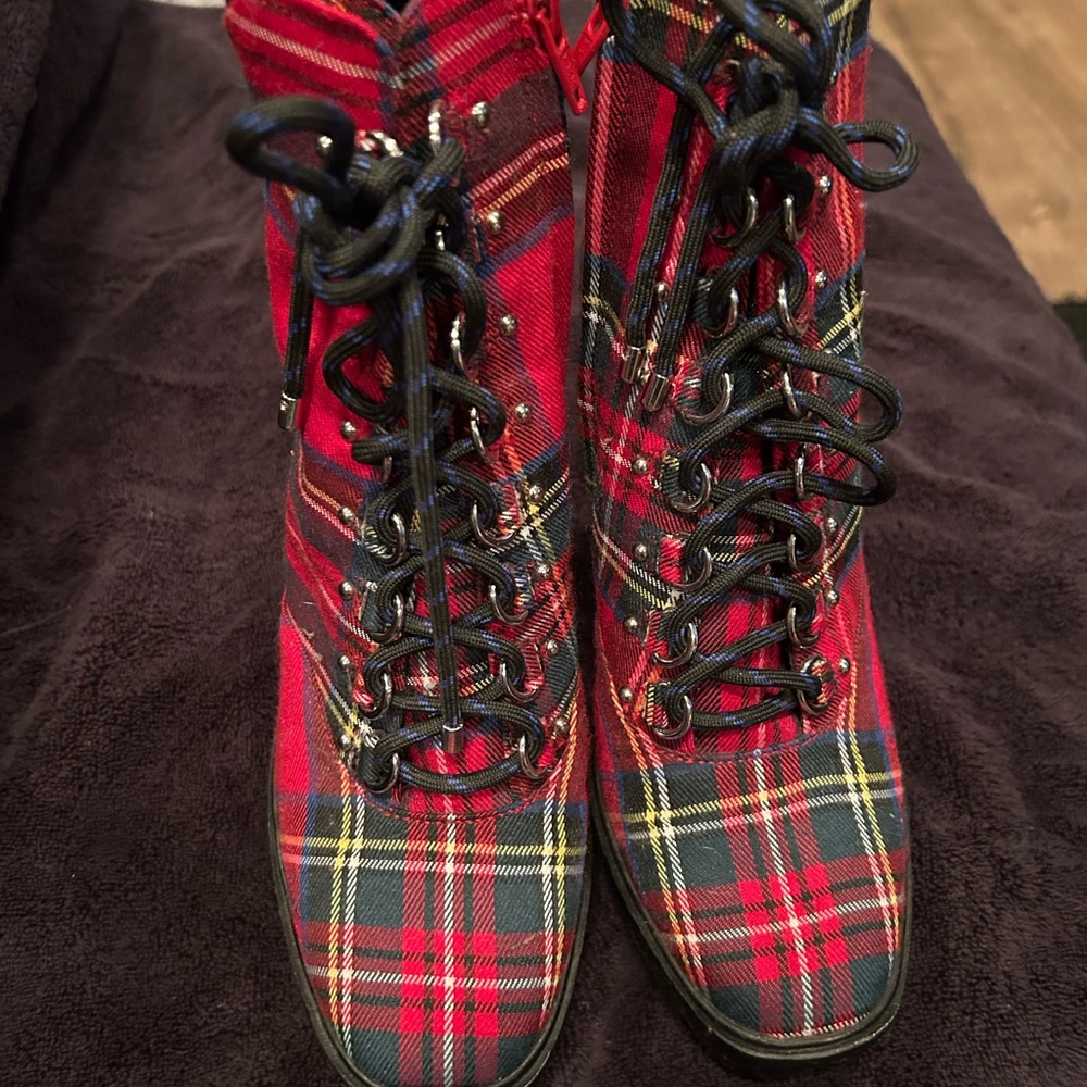 Plaid Lace-Up Women's Shoes
